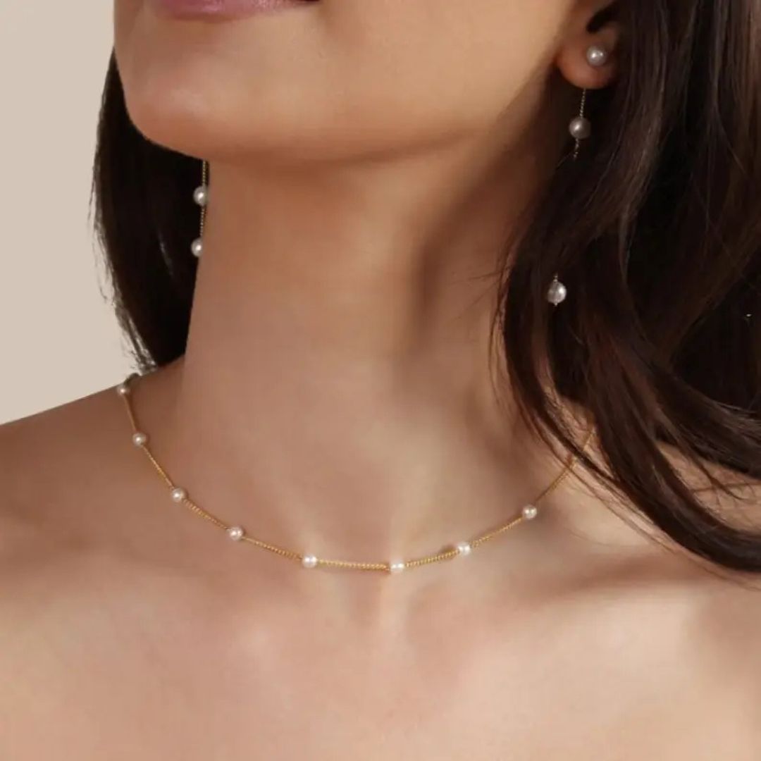 Collier Ras Du Cou en Perles Éparpillé