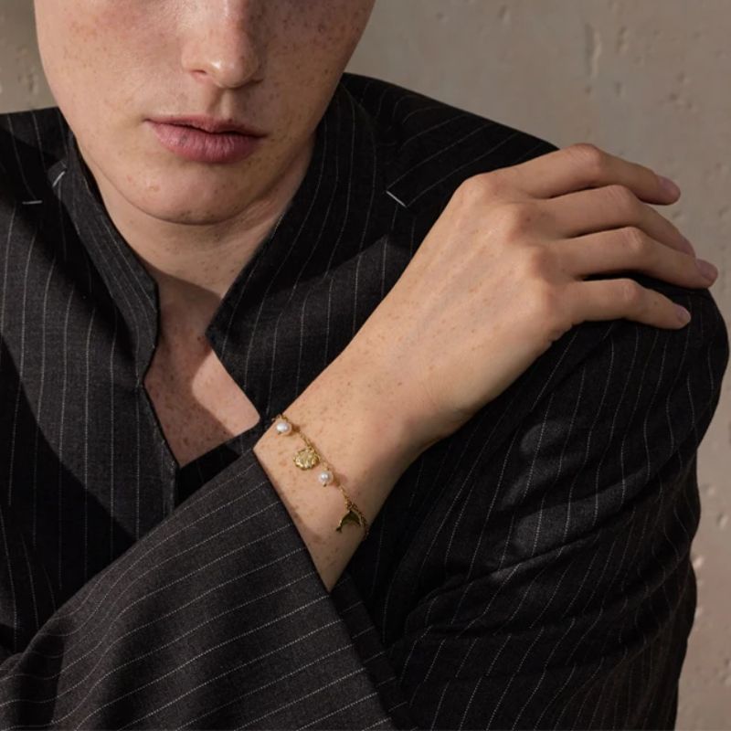 Bracelet avec Breloque et Perle d'Eau Douce
