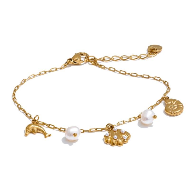 Bracelet avec Breloque et Perle d'Eau Douce