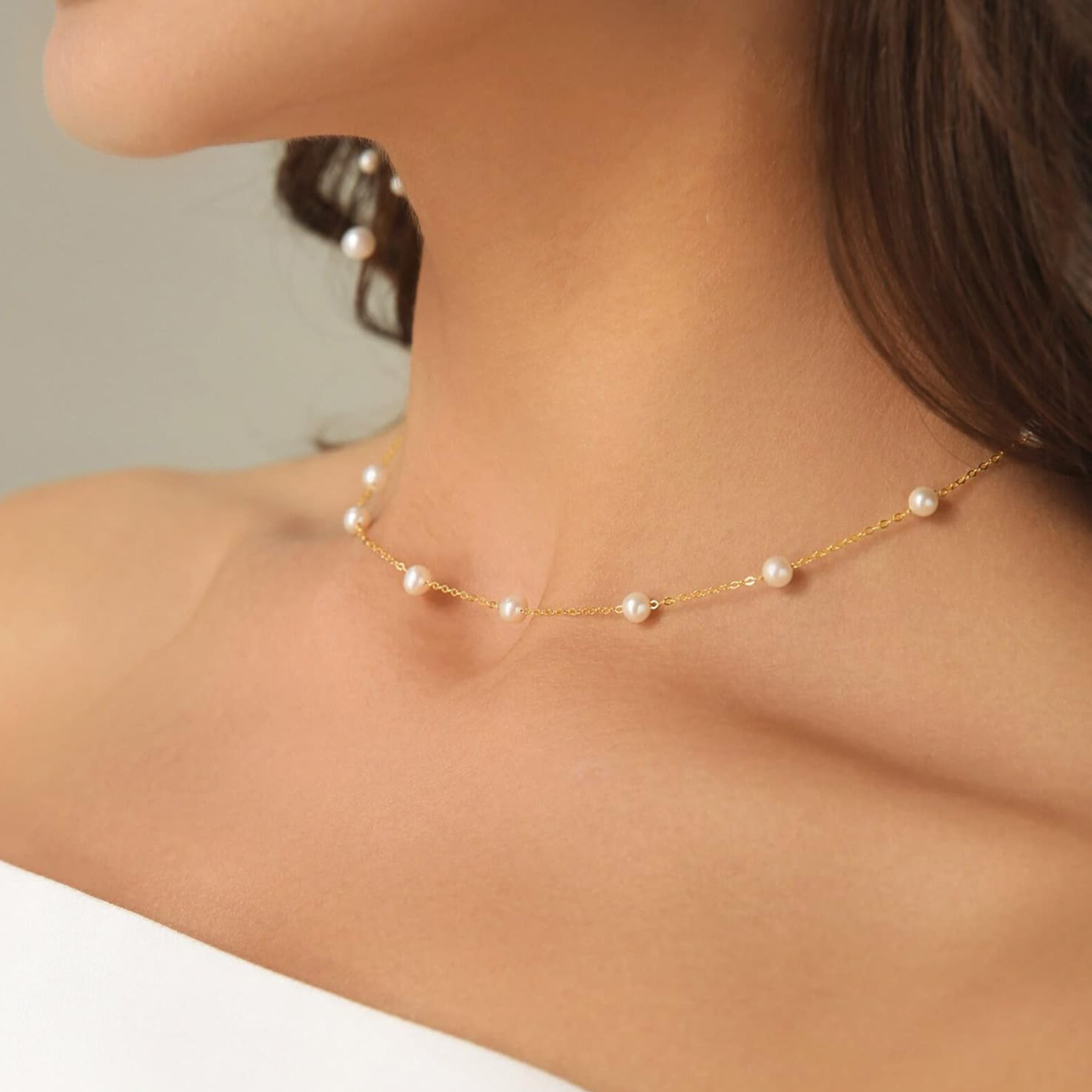 Collier Ras Du Cou en Perles Éparpillé