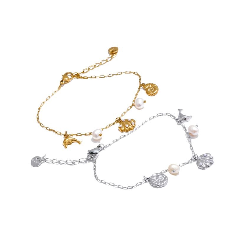 Bracelet avec Breloque et Perle d'Eau Douce