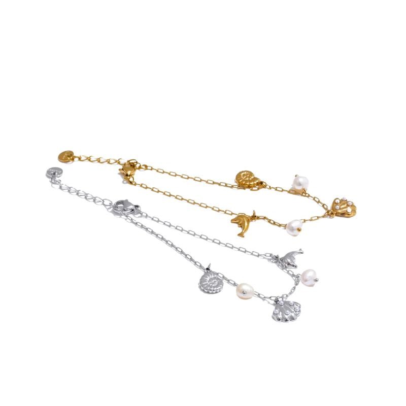 Bracelet avec Breloque et Perle d'Eau Douce
