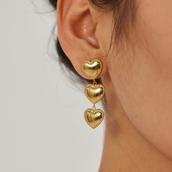 Boucles d'Oreilles Trois Cœurs d'Amour