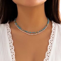 Collier Raz du Cou Perles "Aqua Azul"