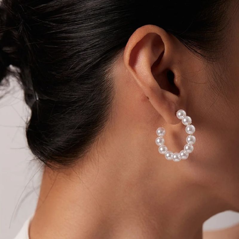 Boucles d'Oreilles Mini Cercle de Perles