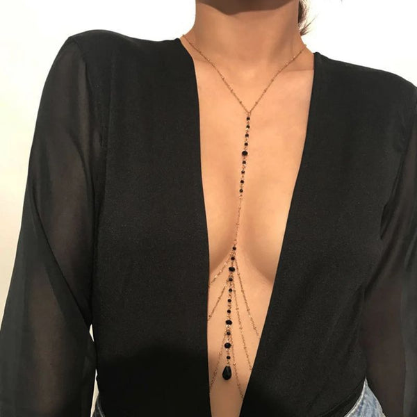 Collier de Poitrine en Perle Noire