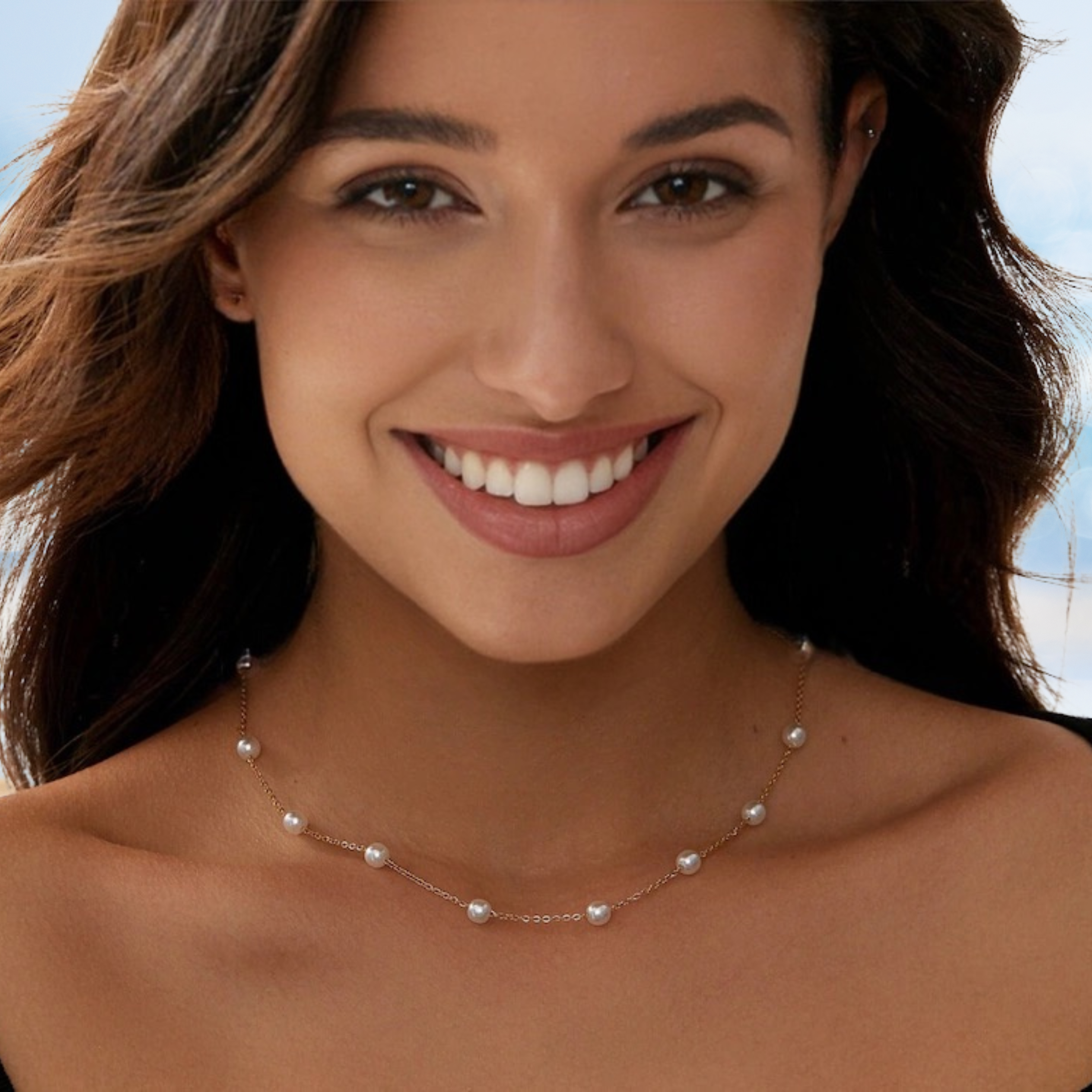 Collier Ras Du Cou en Perles Éparpillé
