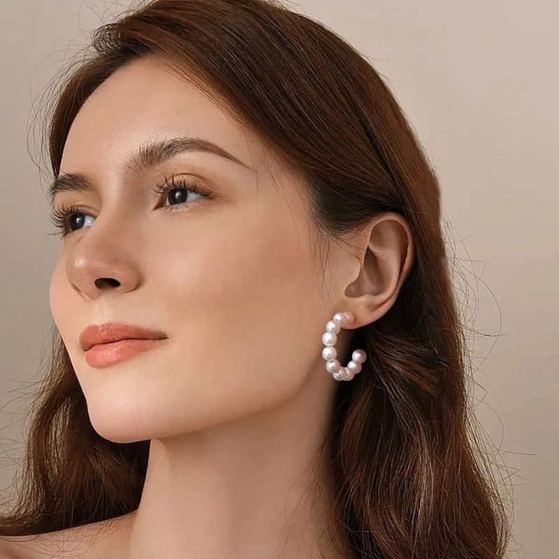 Boucles d'Oreilles Mini Cercle de Perles