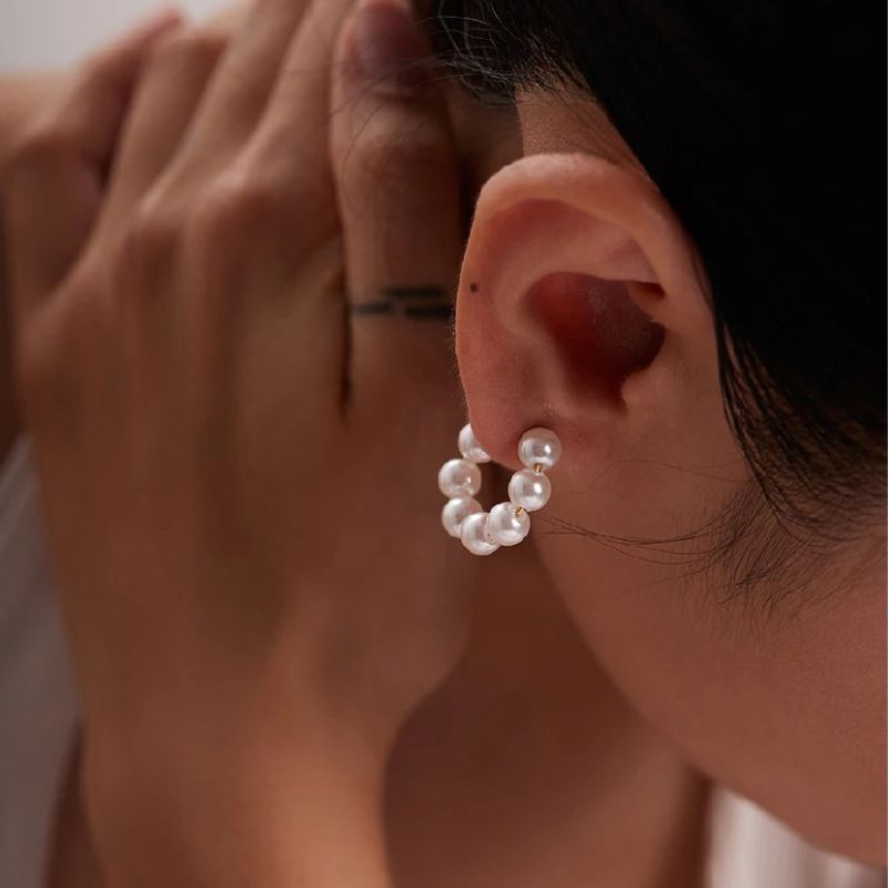 Boucles d'Oreilles Mini Cercle de Perles