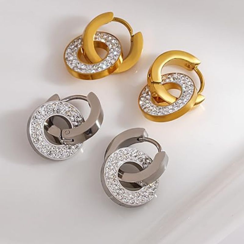 Boucles d'oreilles Créoles Double Cercle