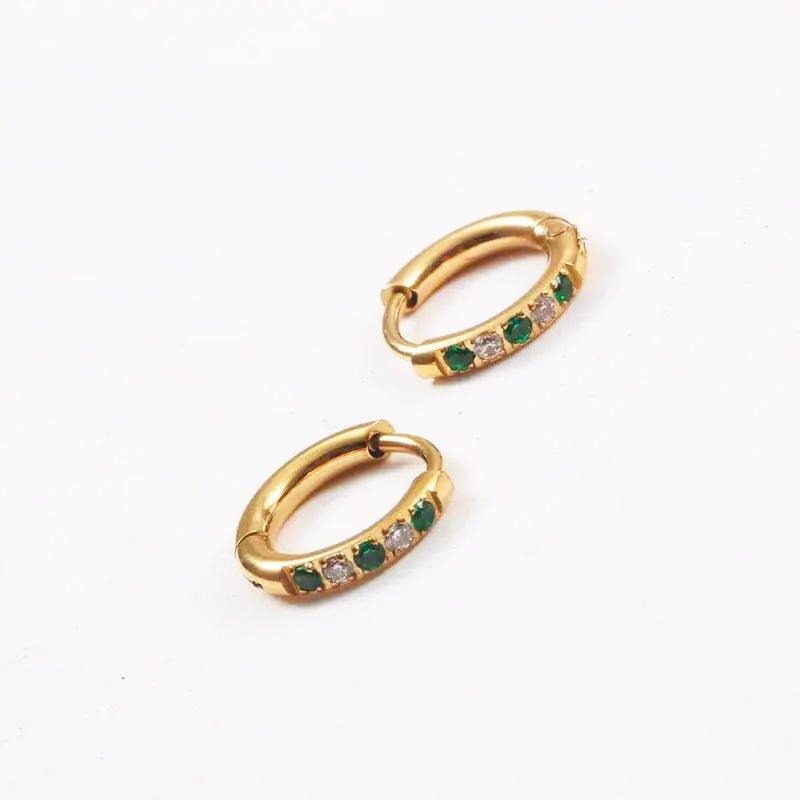 Boucles d'oreilles Oasis Green Hoops - Elleza